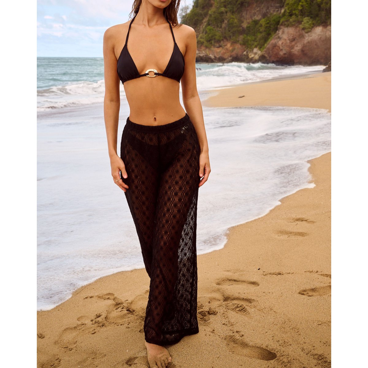Pantalon en crochet ajouré GOLDENIZ noir, UNDIZ