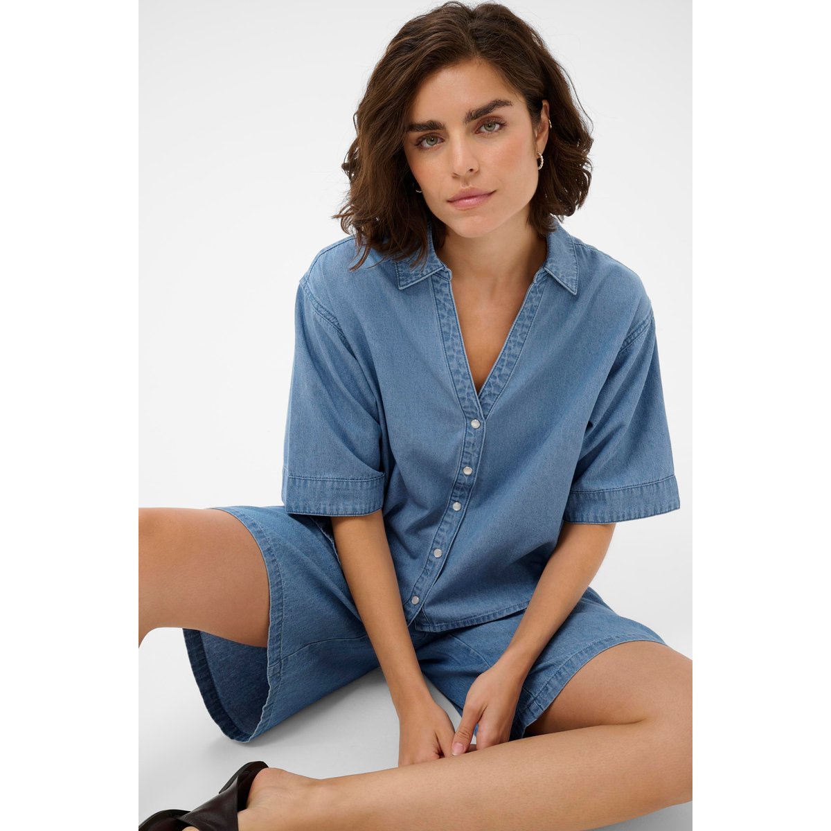Chemise à manches courtes bleu medium blue chambray, KAFFE