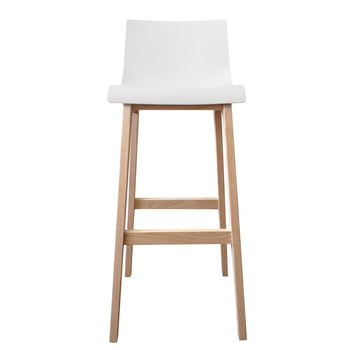 Lot de tabourets de bar en chêne et assise plastique blanche 75cm TANNA|Lot de 8 | Lot de 8 blanc, MOB IN