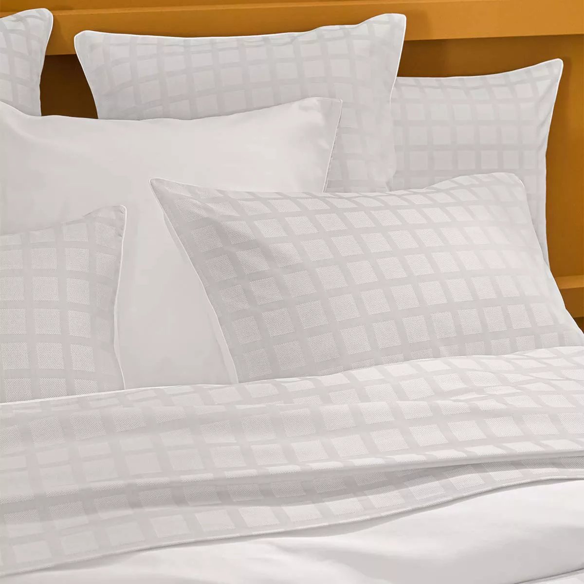 Taie d'oreiller satin de coton ALLEGRIA neige, GARNIER THIEBAUT