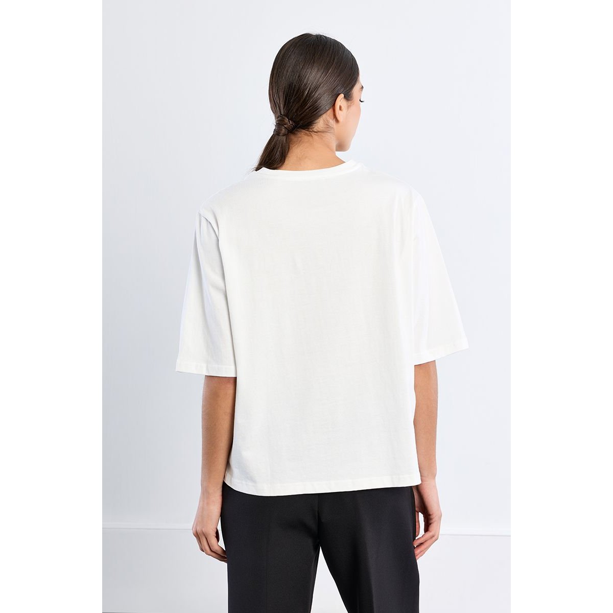 T-shirt oversize en coton, brodé blanc, LILI SIDONIO
