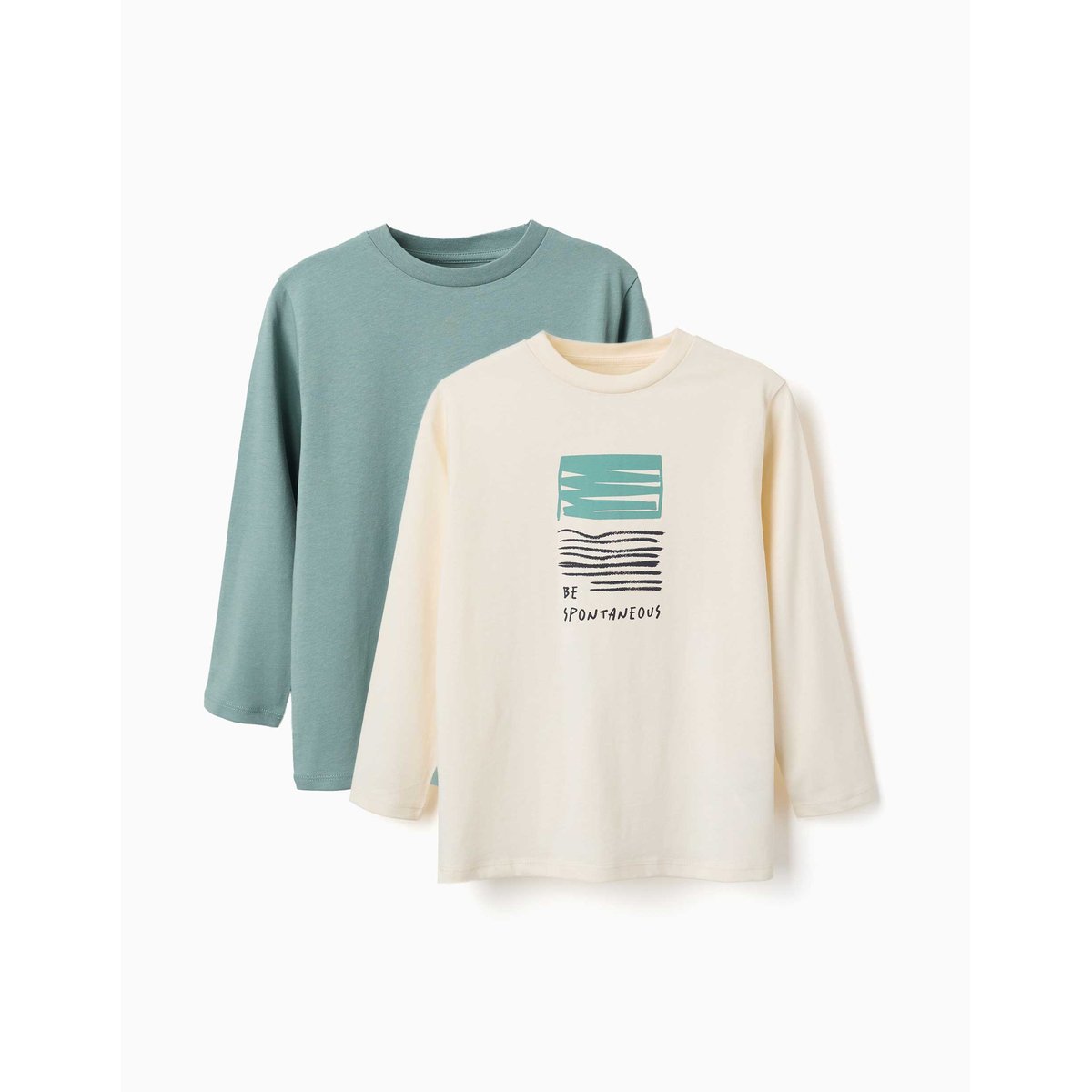 Lot de 2 T-shirts à manches longues avec imprimés blanc, ZIPPY
