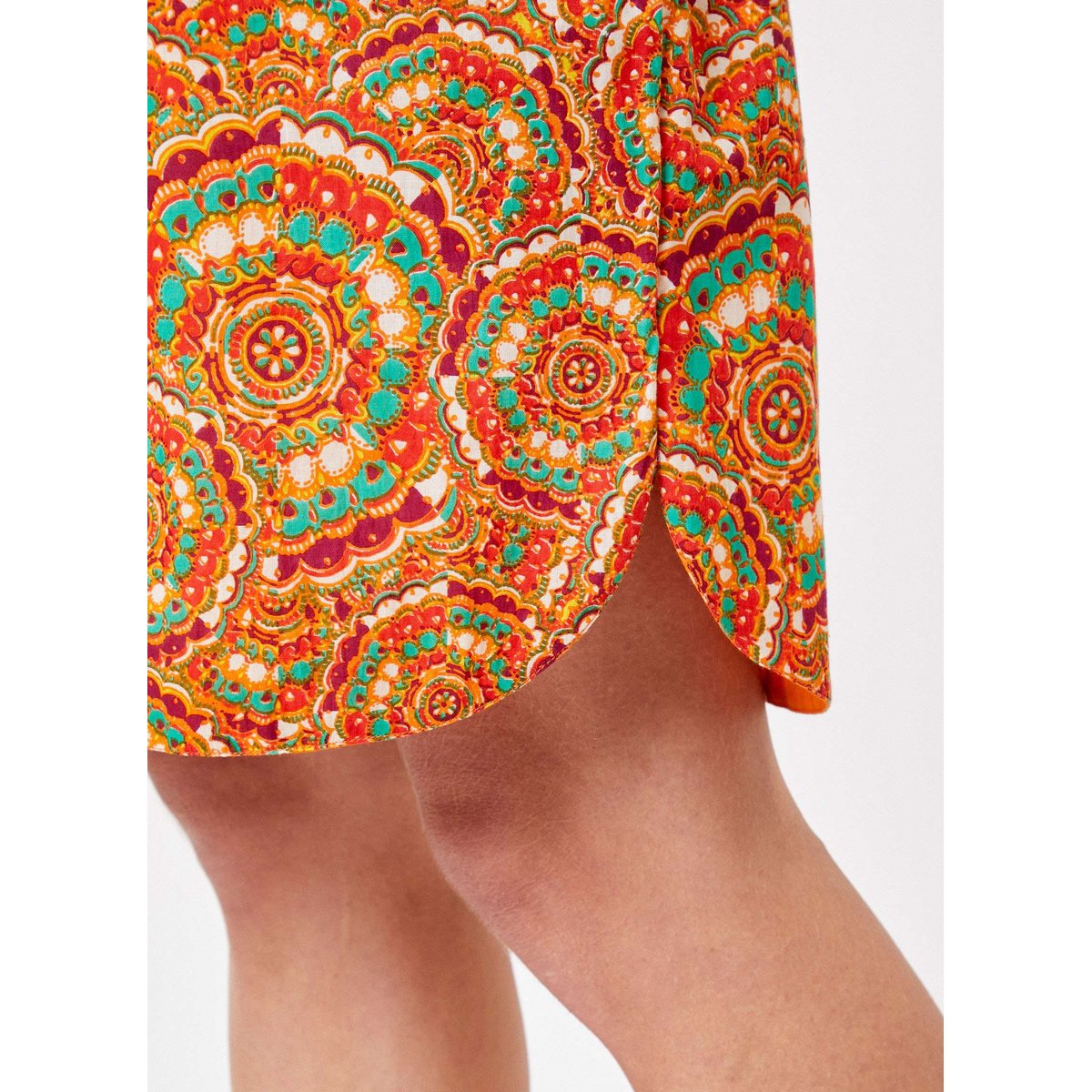 Robe imprimée voile de coton bio ajustable IMELDA clementine orange, LA FIANCÉE