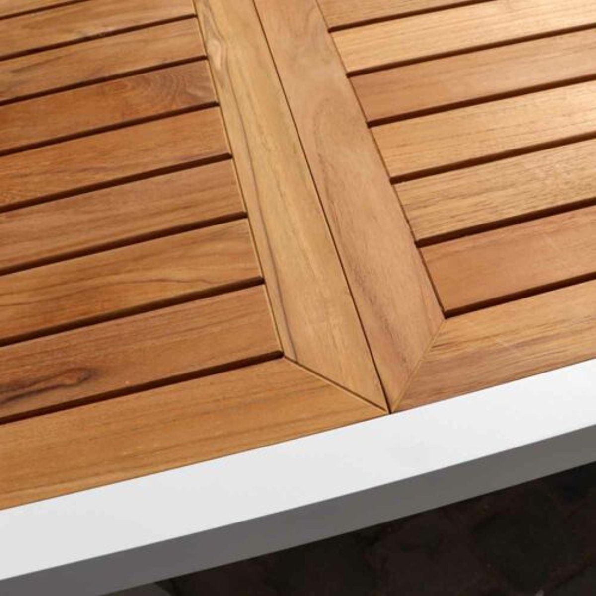 Table en aluminium, plateau teck BALITECK blanc, WILSA GARDEN