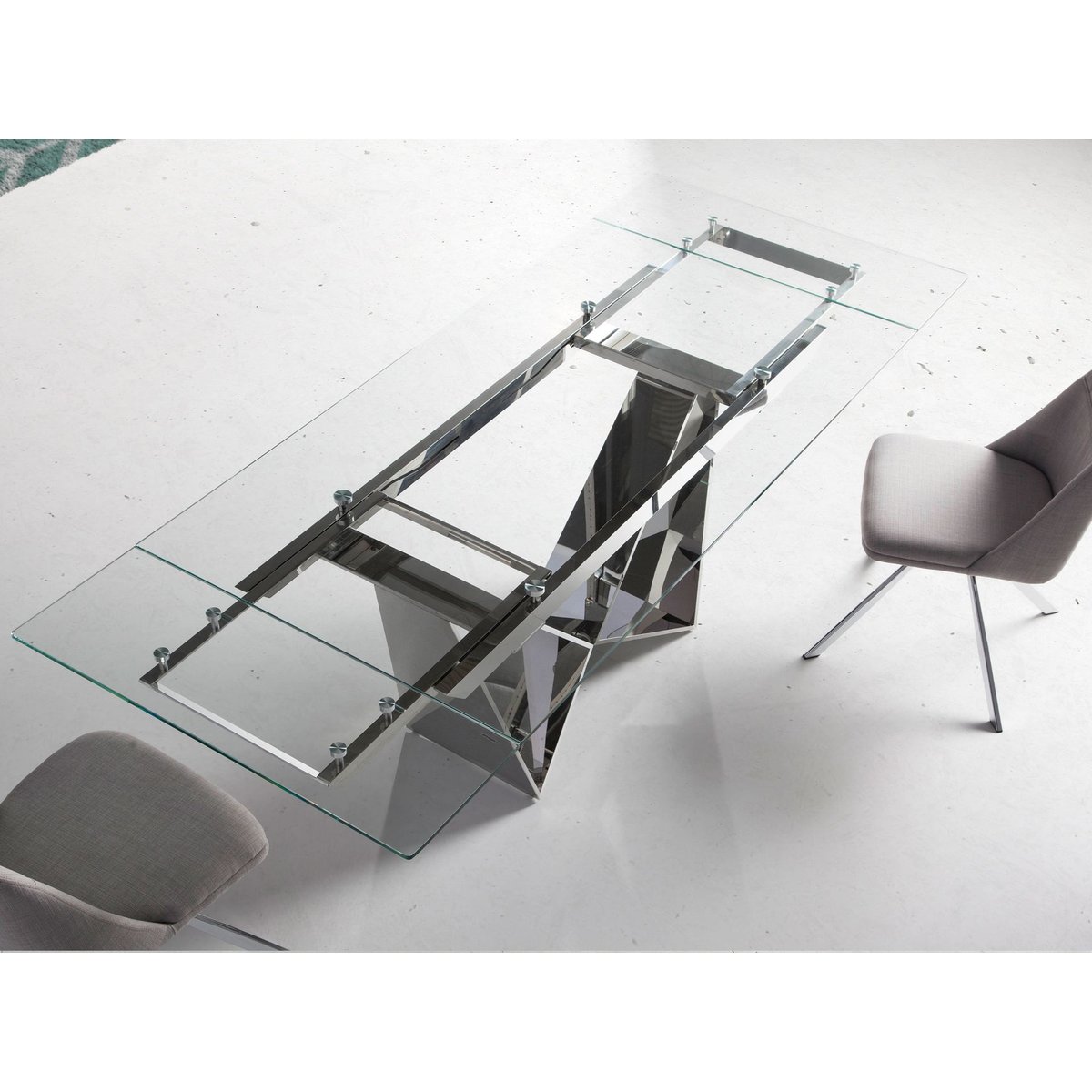 Table à manger extensible en verre verre | acier, ANGEL CERDA