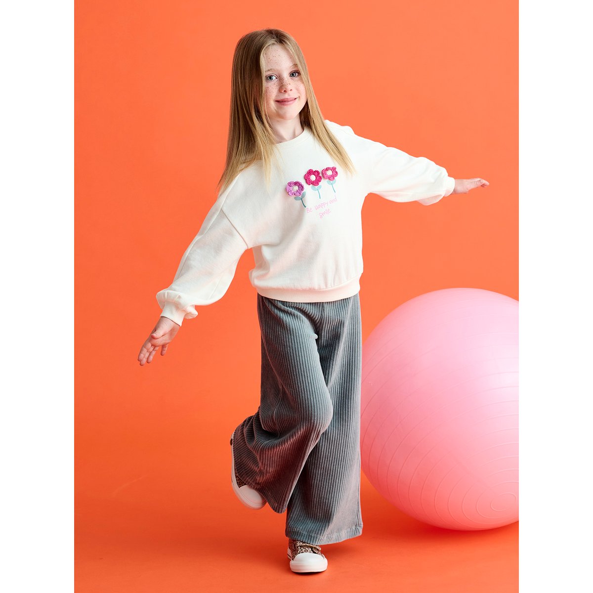 Sweat motif fantaisie écru, VERTBAUDET