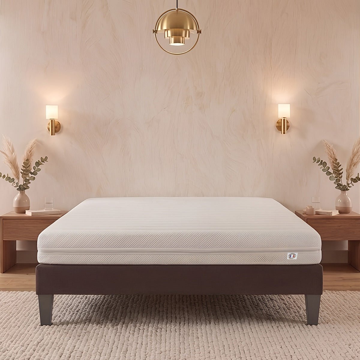 Matelas Egio - Mousse au toucher latex - Ferme - Fabriqué en France - 12 cm d'épaisseur blanc, OLYMPE LITERIE