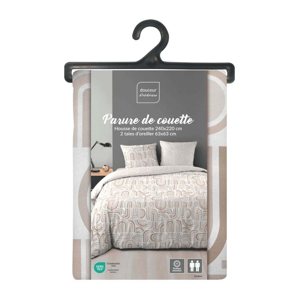 Housse De Couette 240x220 + 2 Taies Pandoris Microfibre blanc, DECORATIE