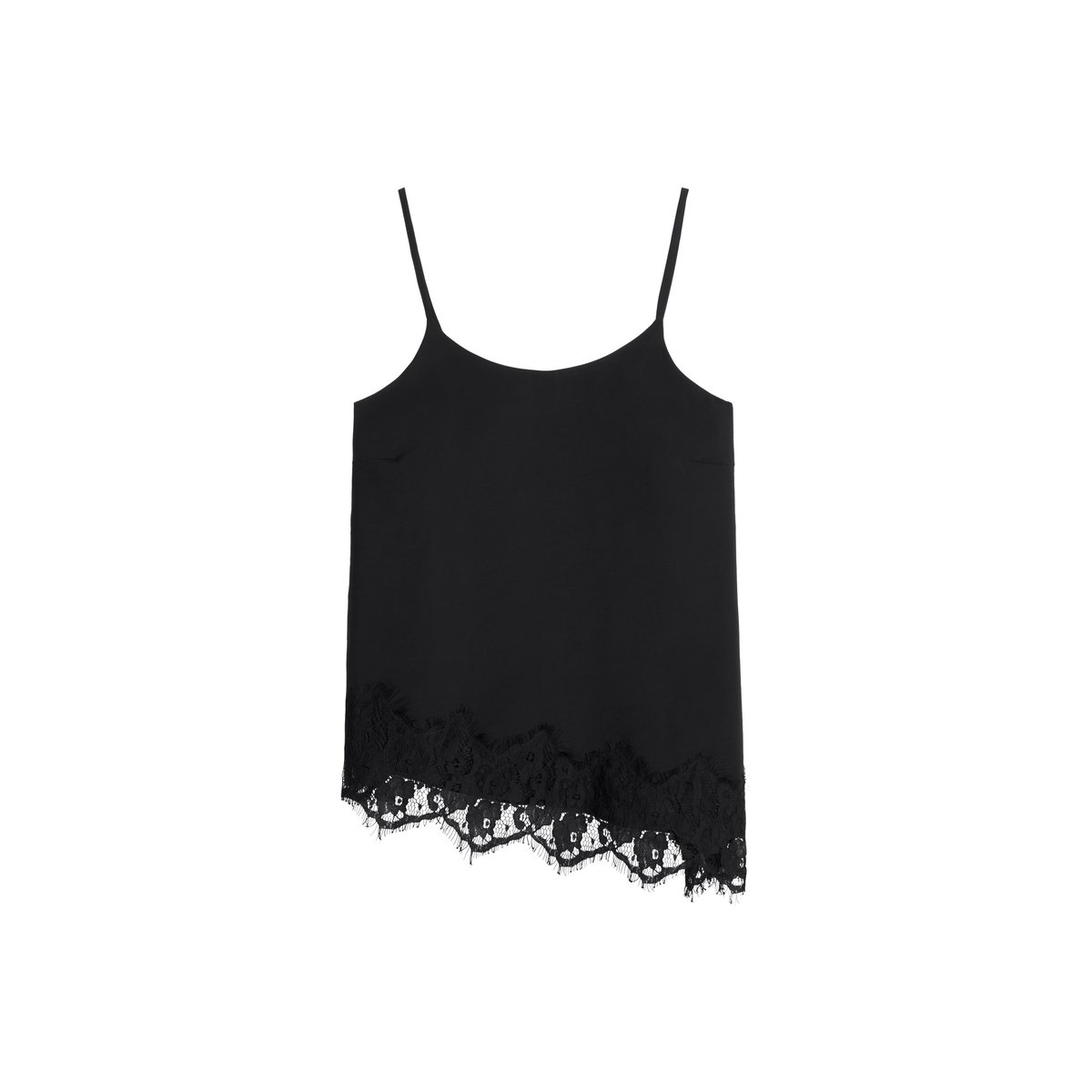 Top en dentelle de lingerie, coupe classique en TENCEL™ Modal noir, MARC O’POLO DENIM