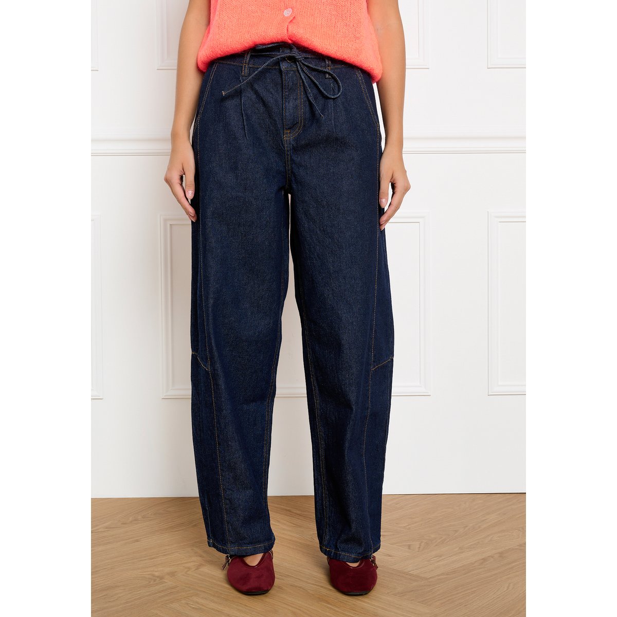 Jean barrel taille haute dark blue, LOLALIZA