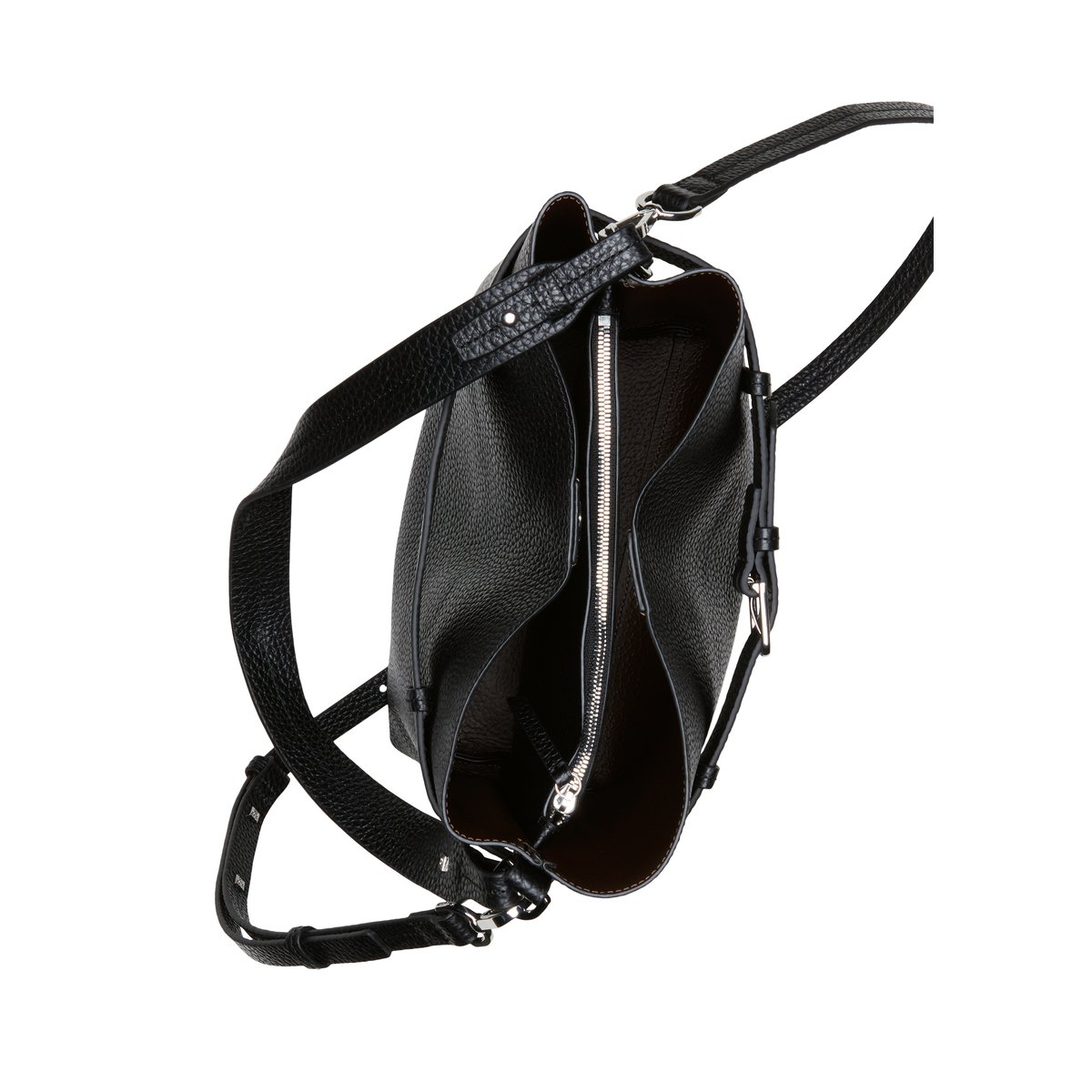 Sac Hobo modèle Brinja, taille moyenne en cuir de vachette grainé noir, MARC O'POLO