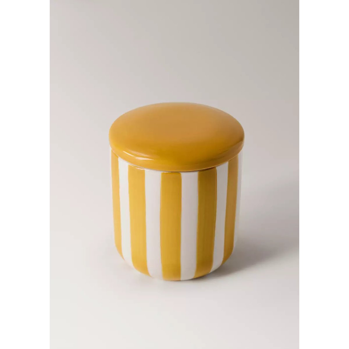 Gobelet de salle de bain en céramique avec rayures peintes moutarde, MANGO HOME