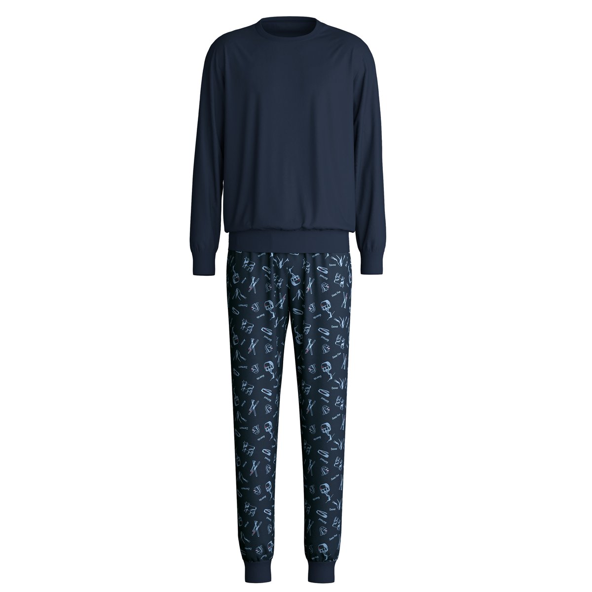 Pyjama avec bords élastiques manches longues Coton RELAX SWISS RESORT saphir foncé, CALIDA
