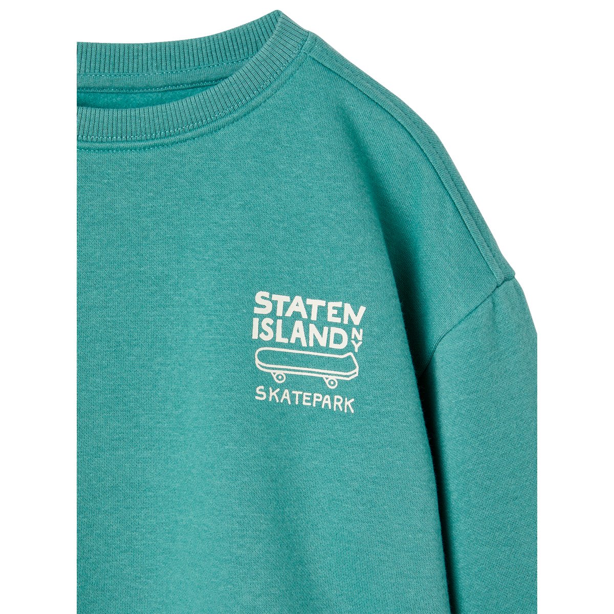 Sweat couleur motif poitrine Basics vert, VERTBAUDET