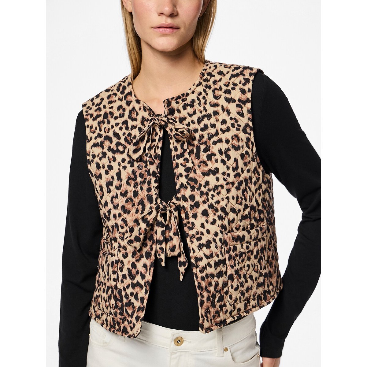 Veste léopard sans manches imprimé léopard, PIECES