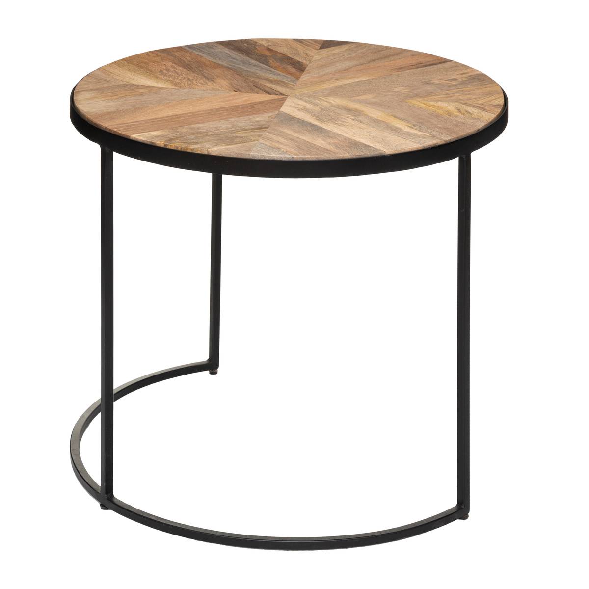 Lot de 2 tables gigognes plateau manguier motif géométrique BASILE marron, ATMOSPHERA