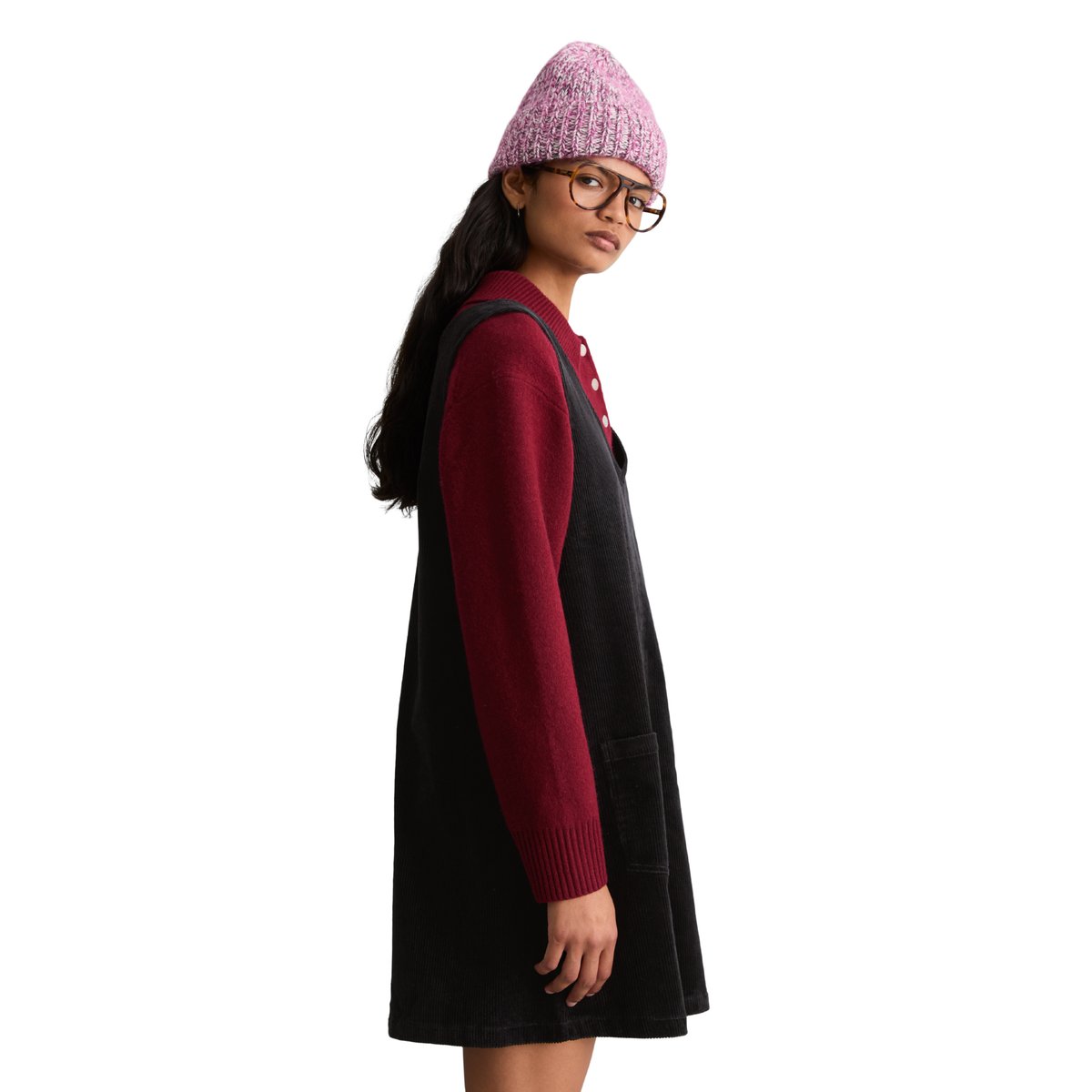 Robe sans manches en velours côtelé, coupe trapèze en coton stretch noir, MARC O’POLO DENIM