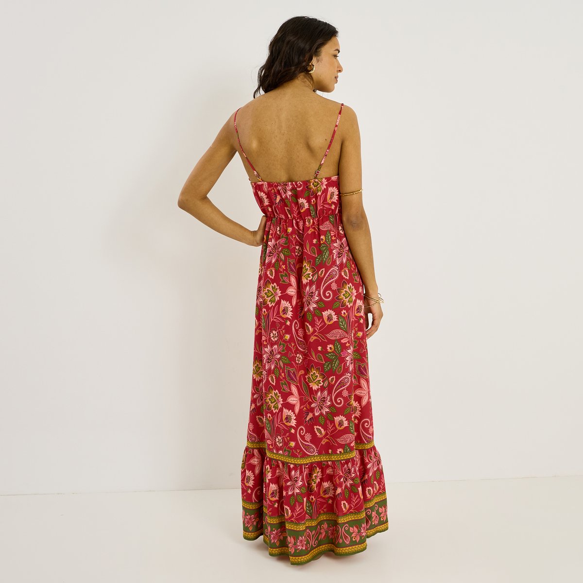 Robe longue bohème imprimée rose, GRAIN DE MALICE