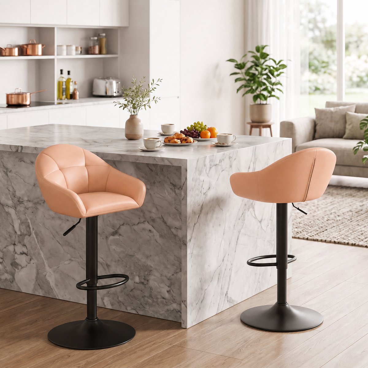 Tabouret de bar Revêtement synthétique Marron marron, noir, HOMCOM
