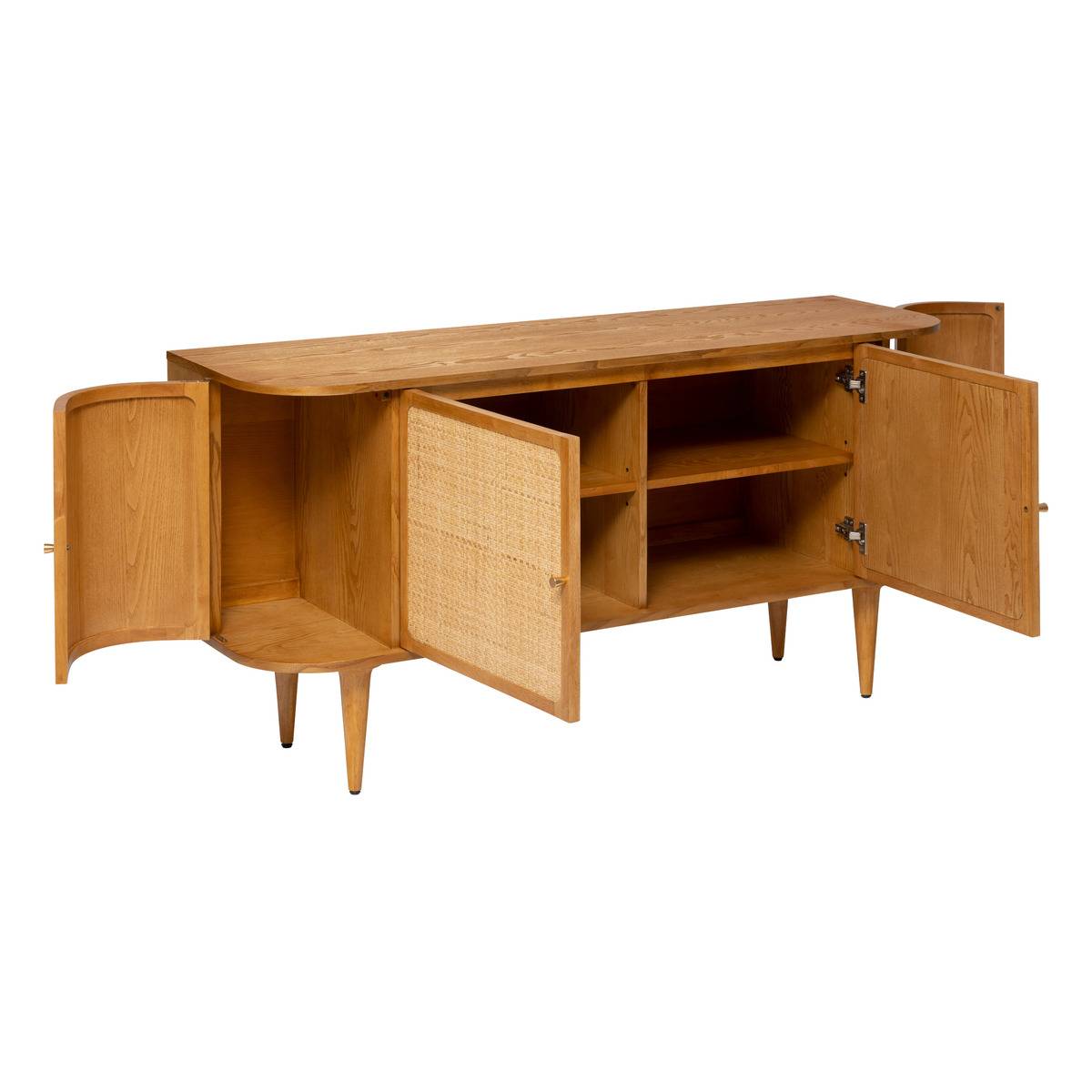 Buffet 4 portes cannage en rotin KISCO miel, ATMOSPHERA