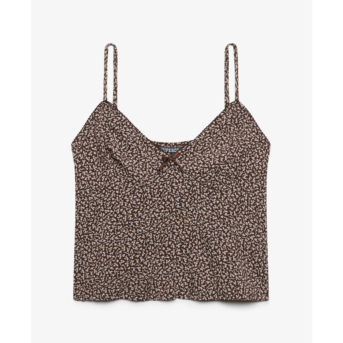 Top à Bretelles Imprimé brun châtaigne à mini roses, SUPERDRY