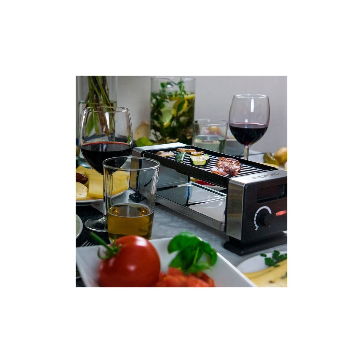 Appareil à raclette avec poêlons et spatules noir,gris, ROTEL