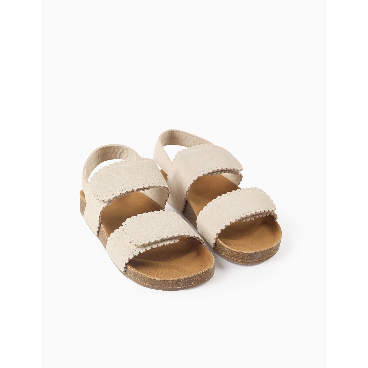 Sandales en daim avec fermeture à scratch beige clair, ZIPPY