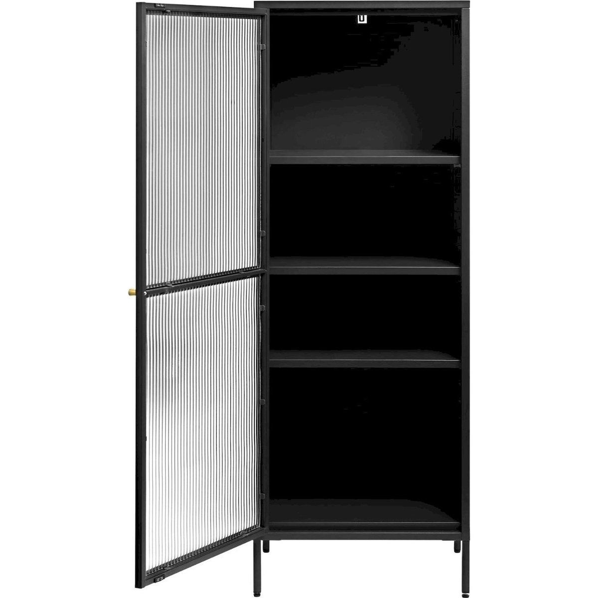 Vitrine 1 porte en métal collection AVENSUNLY noir mat, RECOLLECTION