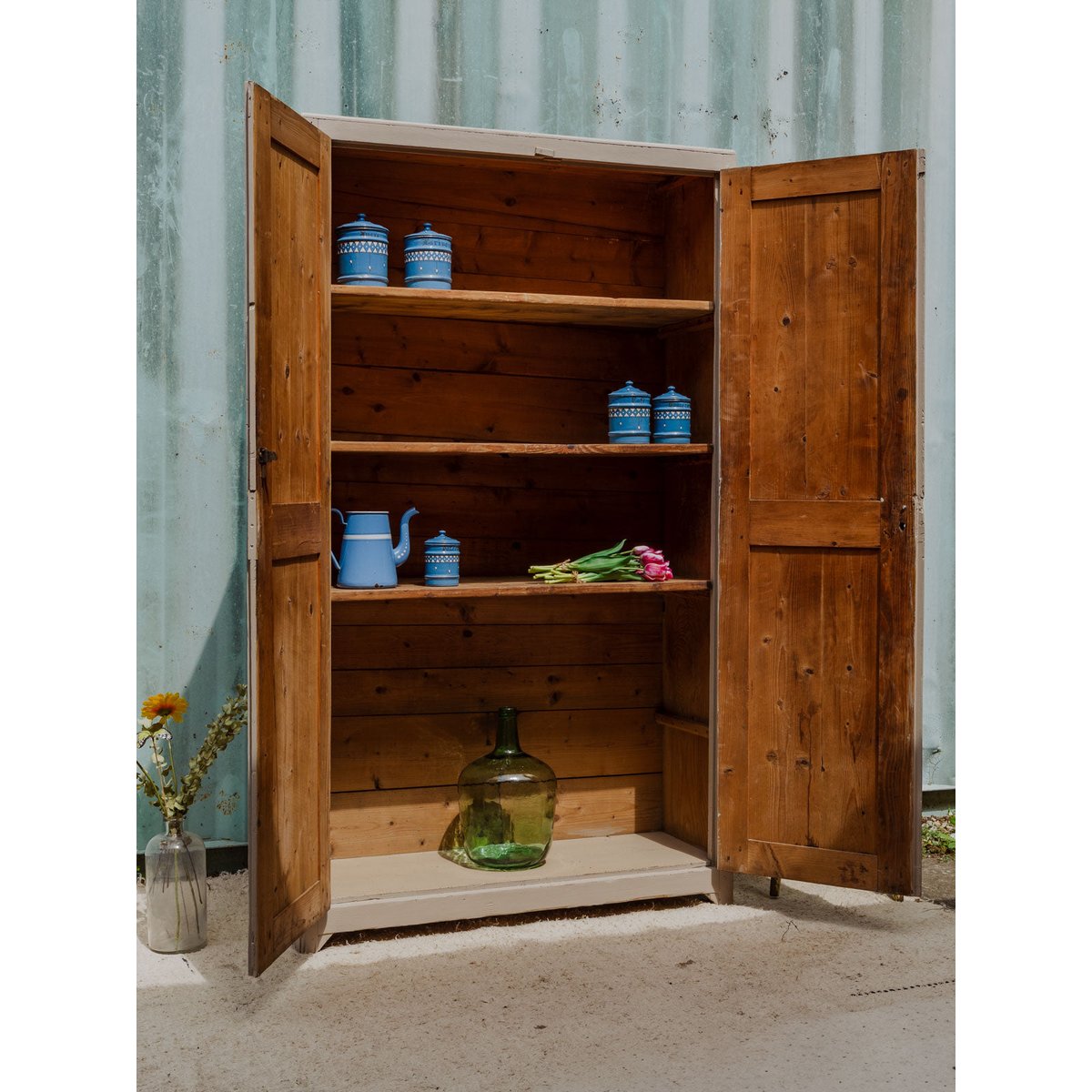 Armoire en bois beige Blandine N°428 - Bon état bois foncé, DEBONGOUT