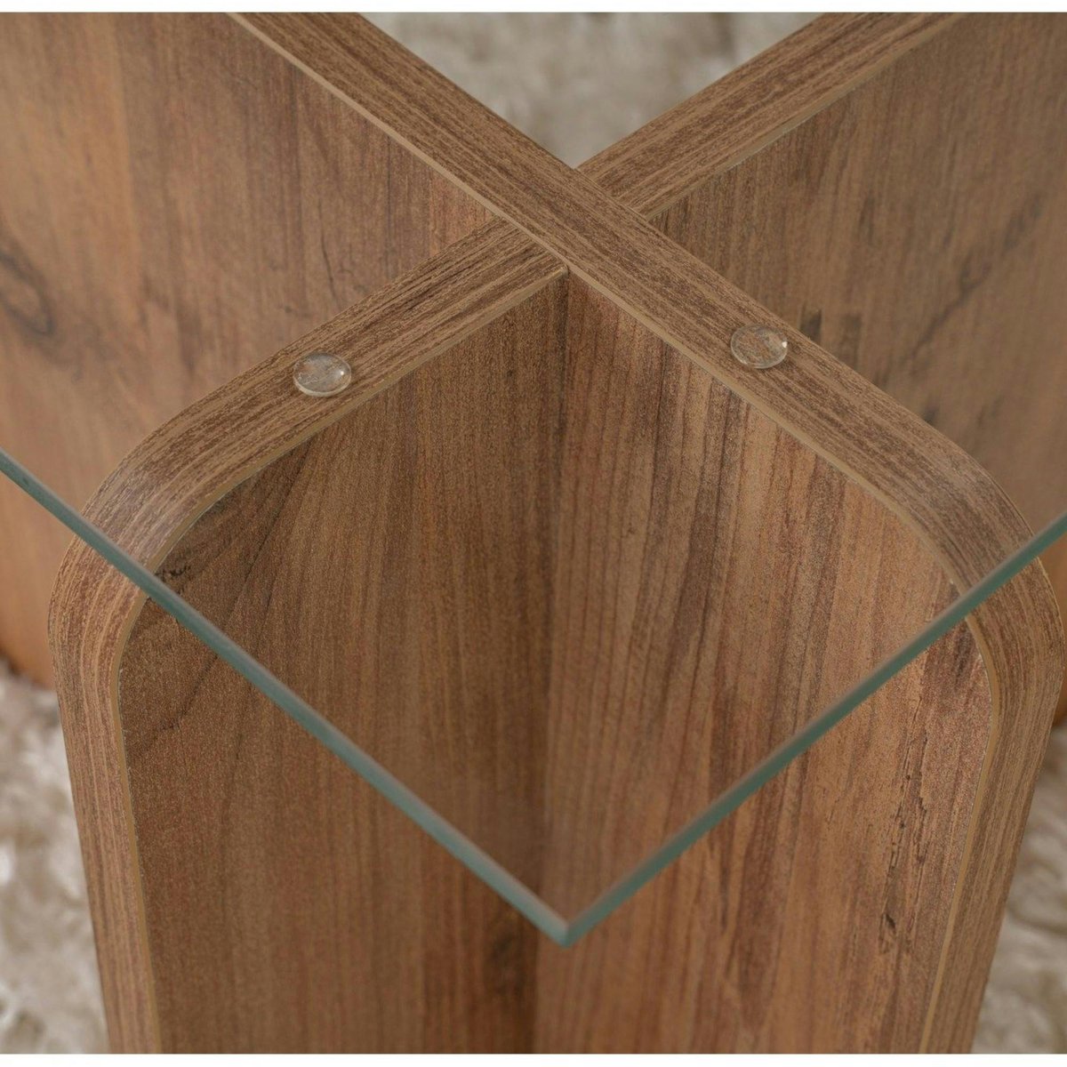 Table basse déstructurée, plateau verre SALTA pin, PIER IMPORT