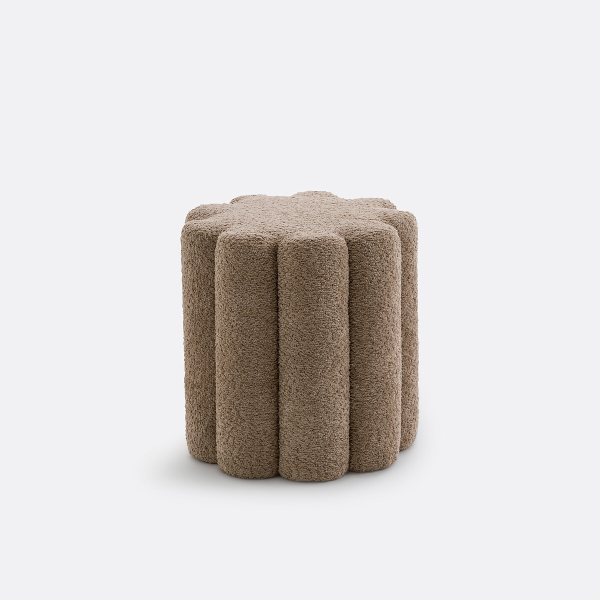 Pouf en bouclette, JUSTYNA taupe, LA REDOUTE INTERIEURS