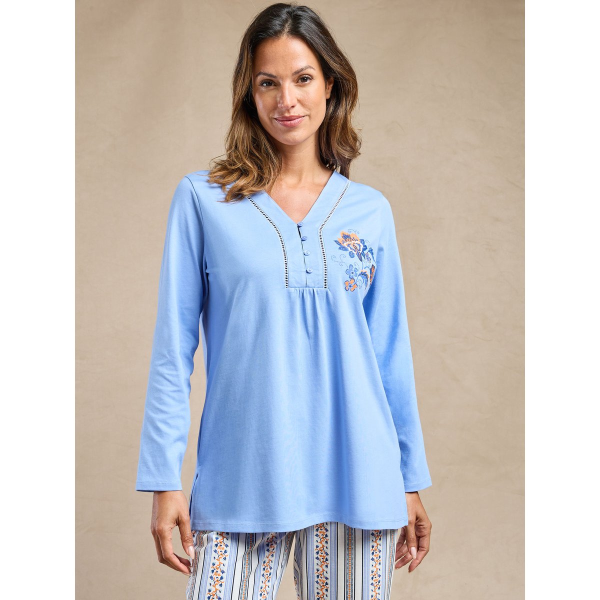 Pyjama en jersey coton imprimé bleu, DAXON