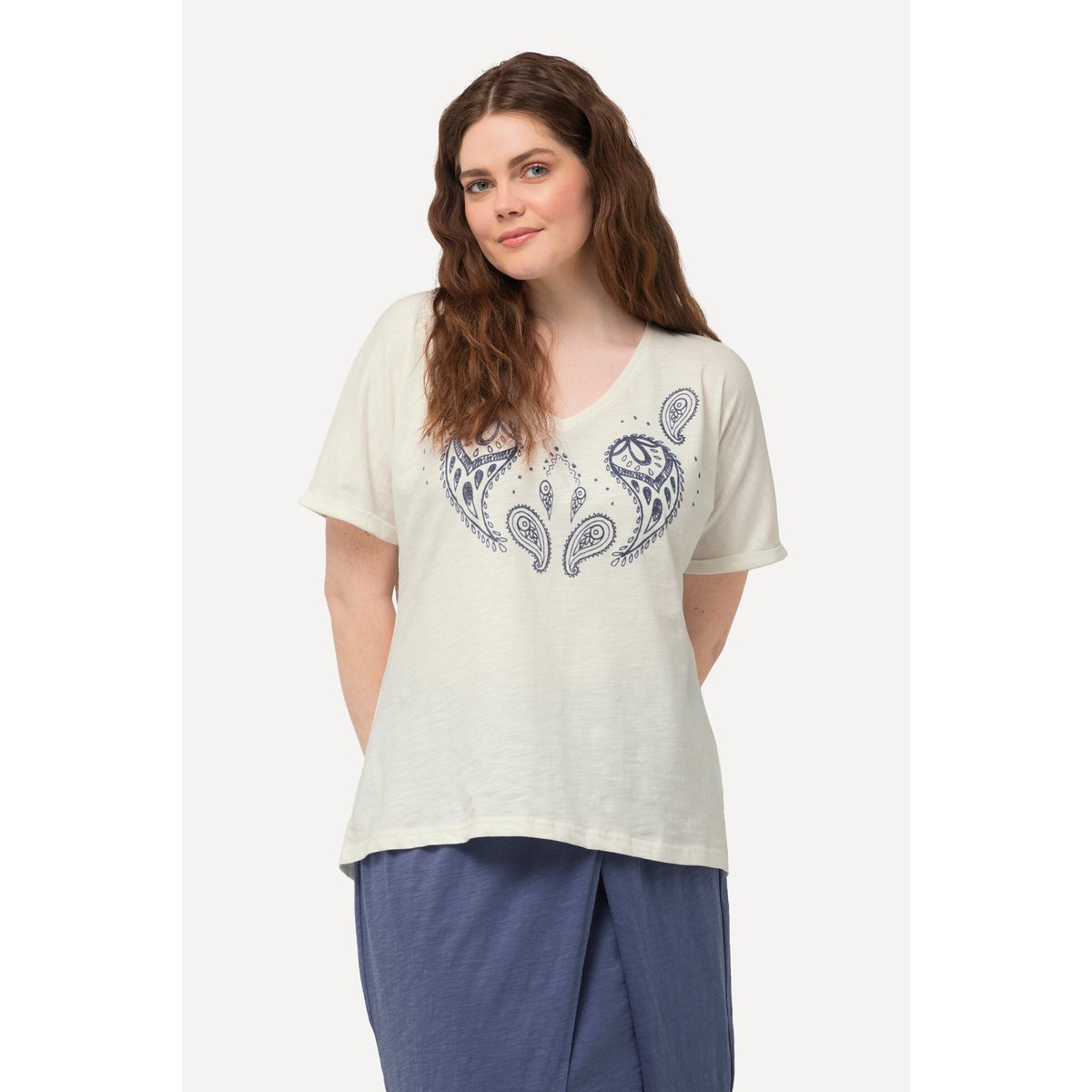 T-shirt à imprimé floqué blanc cassé, ULLA POPKEN