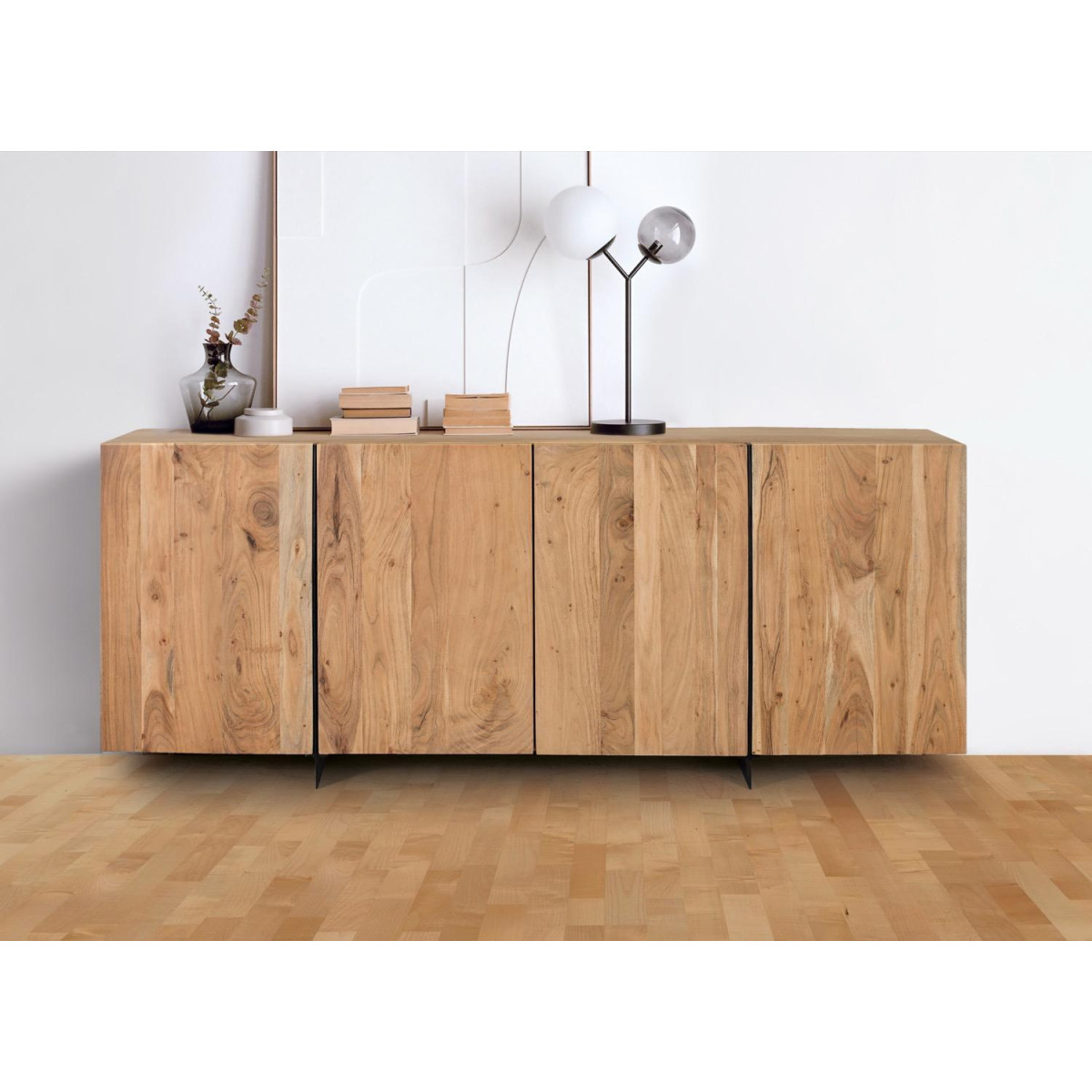 Bahut 4 portes Bois Marron marron, DECORATION D’AUTREFOIS