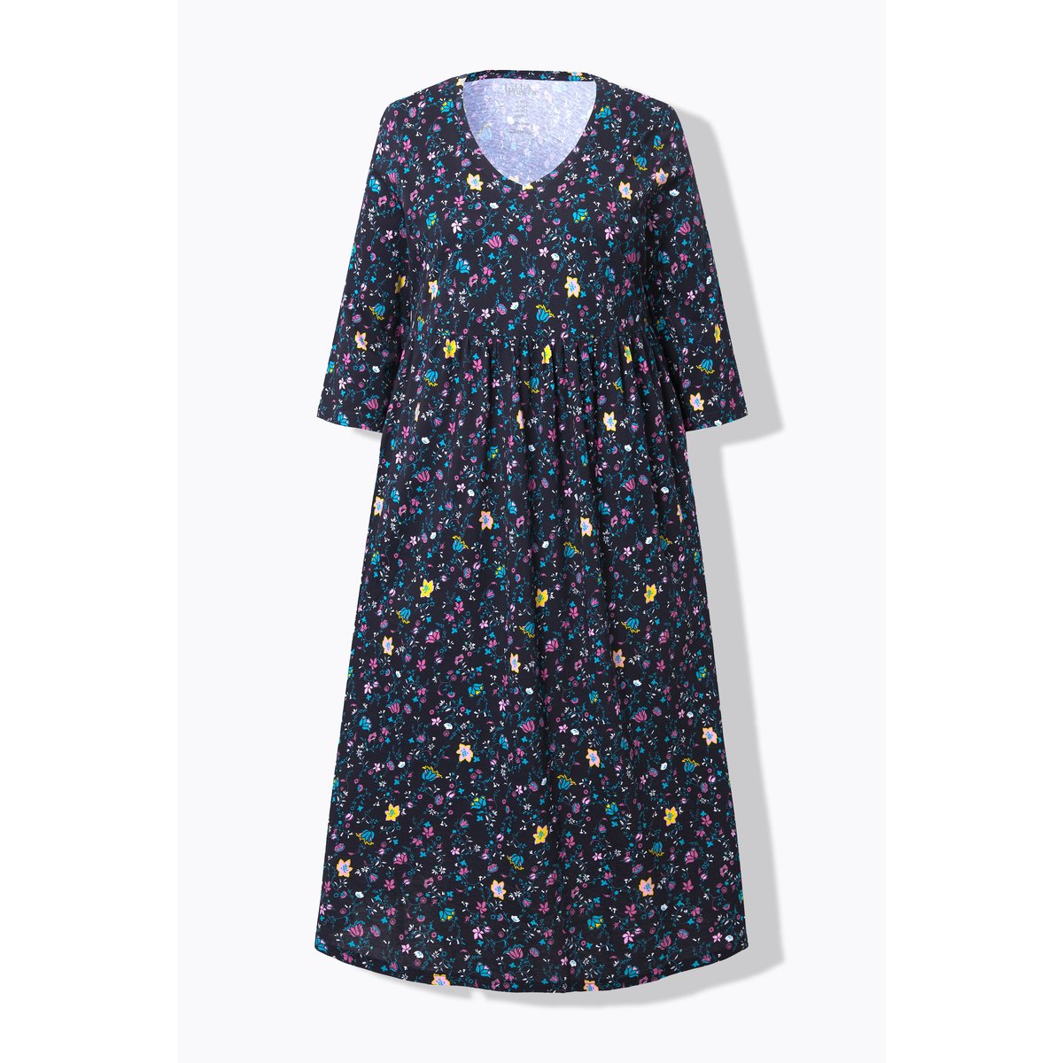 Robe en jersey coupe évasée, motif cachemire noir, ULLA POPKEN