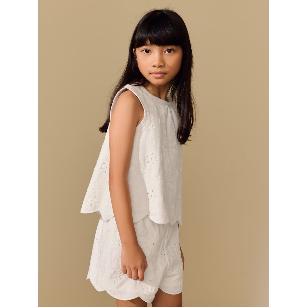 Ensemble short et débardeur brodé écru, NEXT