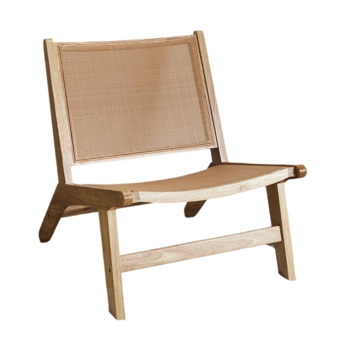 Fauteuil en bois et assise cannage beige, DECORATIE