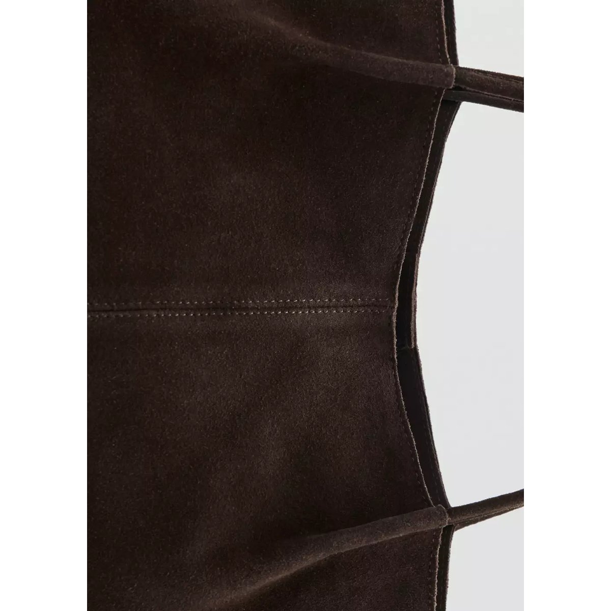 Sac cabas cuir suédé chocolat, MANGO