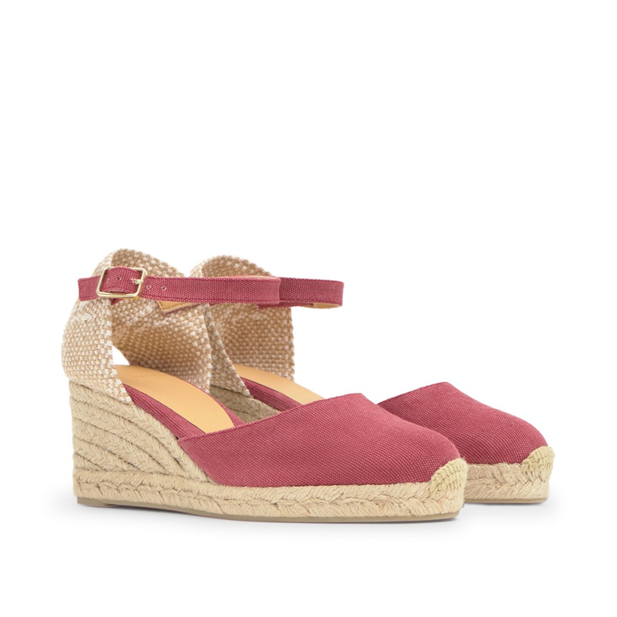 Espadrilles compensées à bride cheville et talon tressé CAROL PLATFORM bordeaux, CASTANER