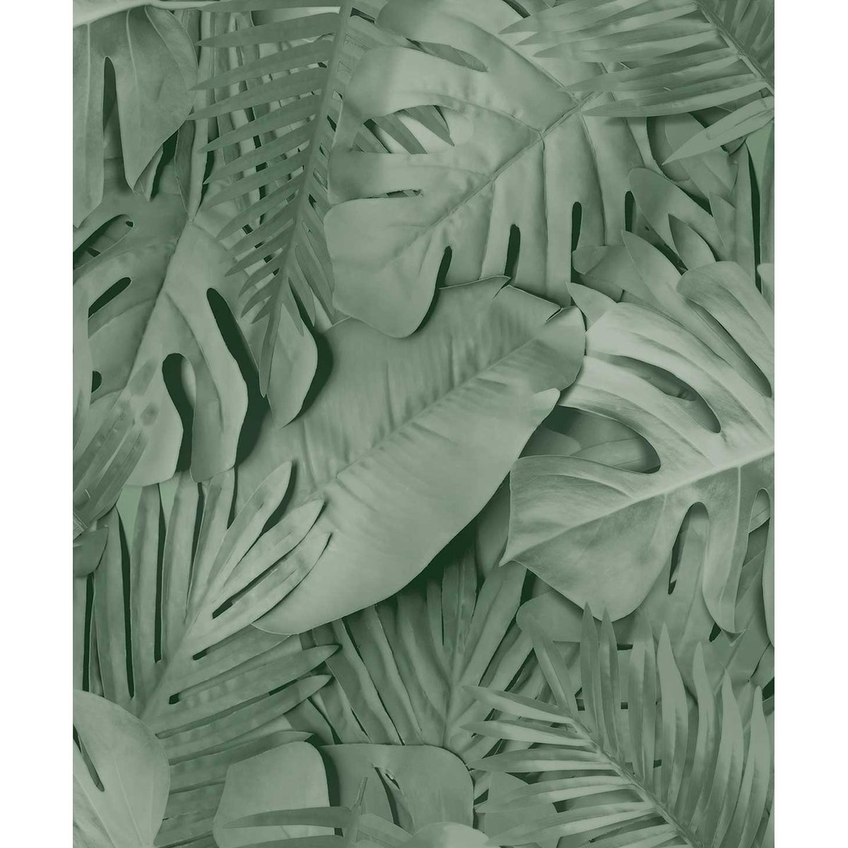 Papier peint feuillage tropical vert profond vert, HEXOA