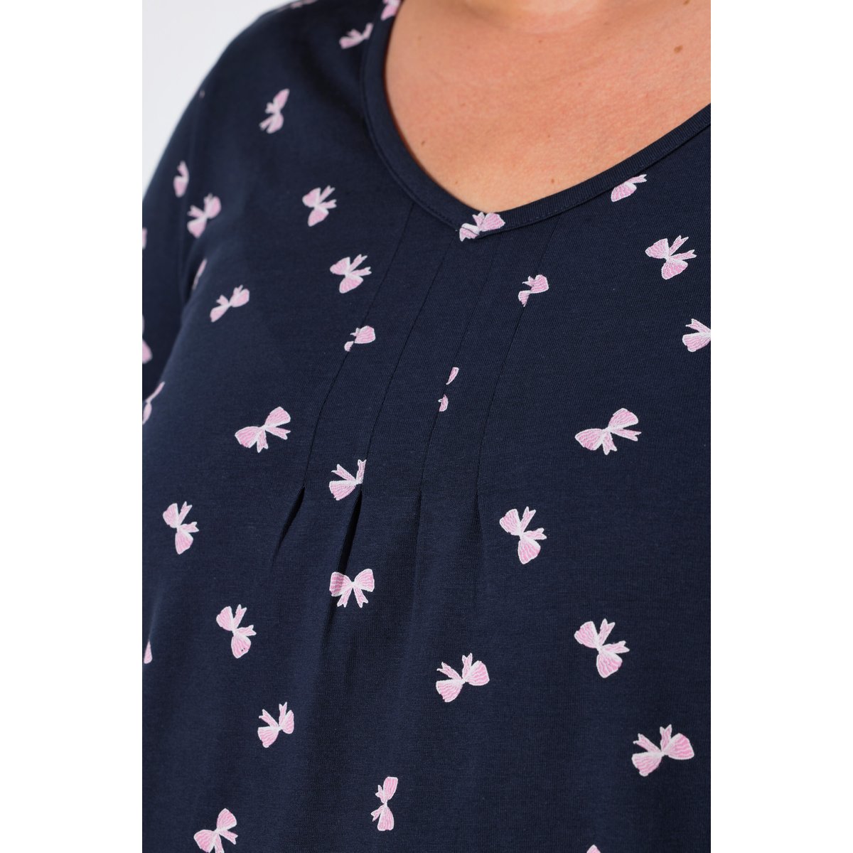 T-shirt avec plis fantaisie marine, ULLA POPKEN