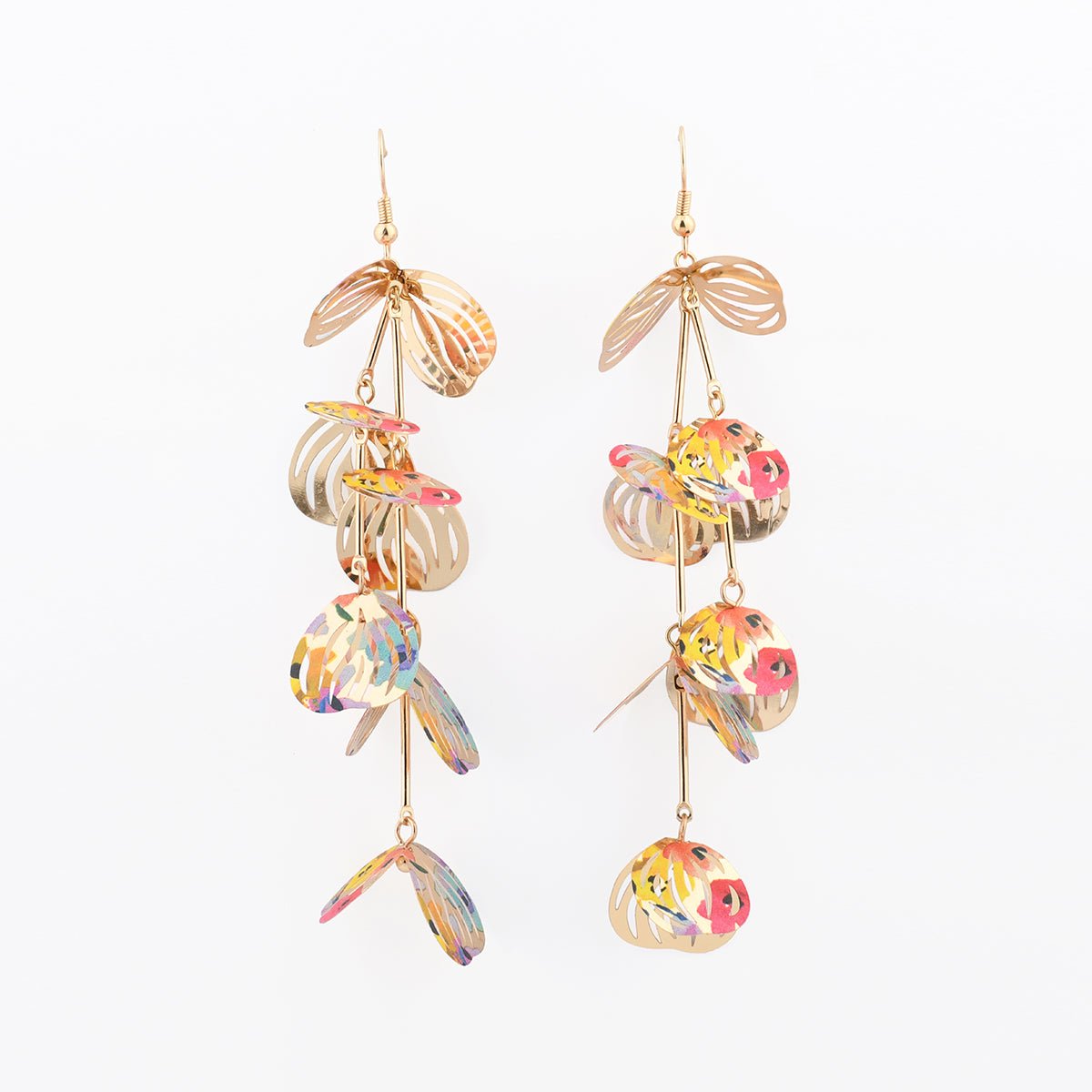 Boucles d'oreilles pétales Balagane imprimé fleurs multicolore, BALABOOSTE