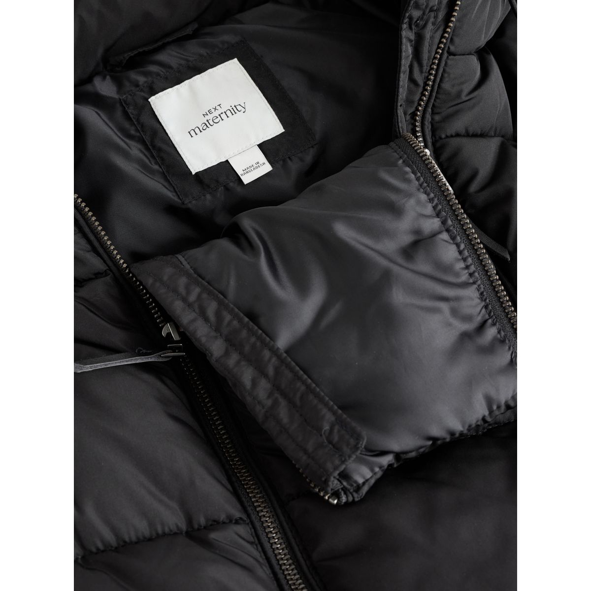 Long manteau rembourré à capuche maternité noir, NEXT