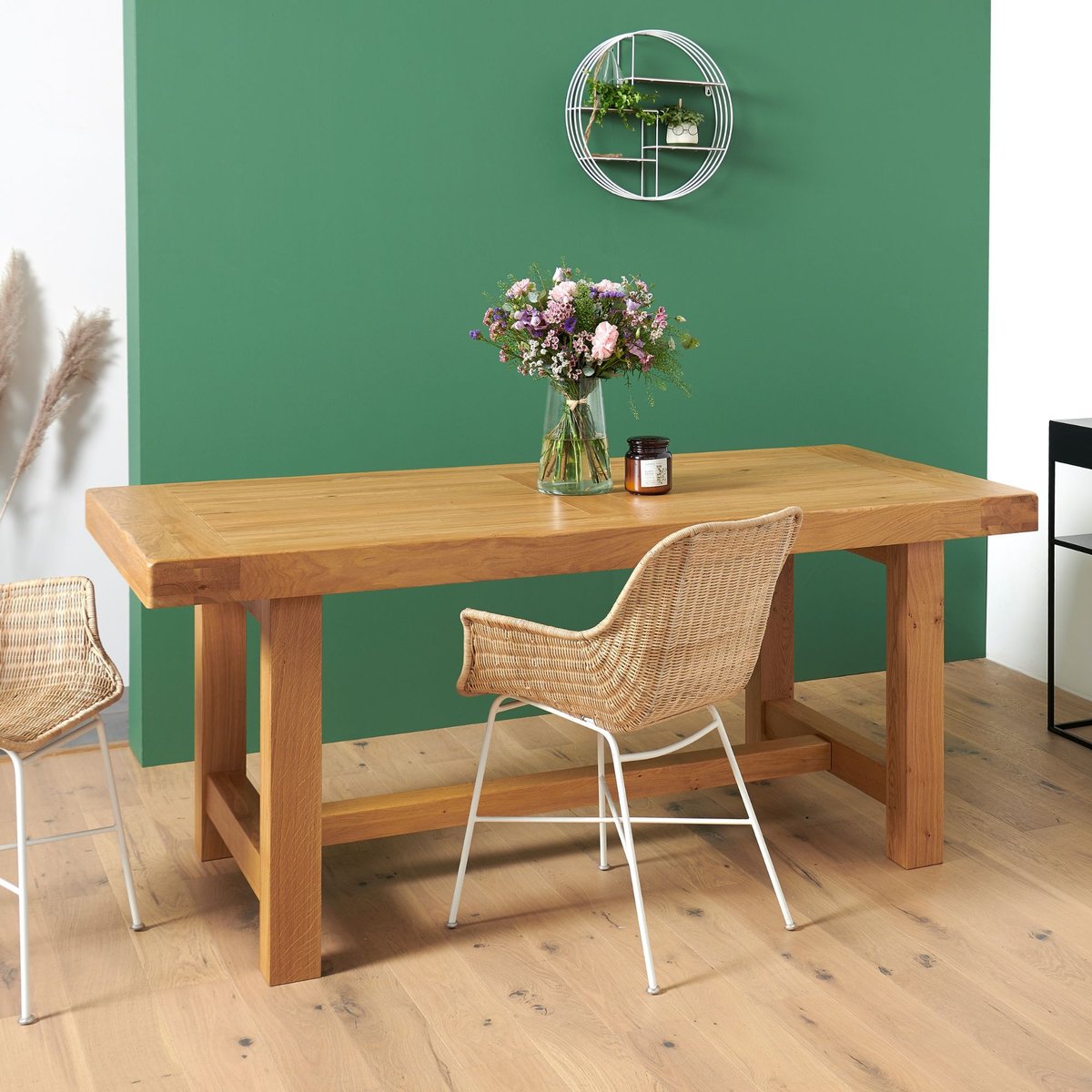 Table de ferme bois chêne massif L220 - LA BRESSE chêne clair, HELLIN, DEPUIS 1862