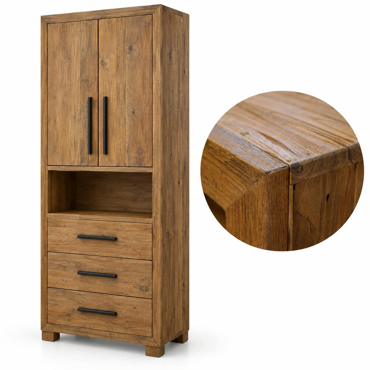 Colonne de rangement en teck recyclé naturel KERALA bois naturel, PIER IMPORT