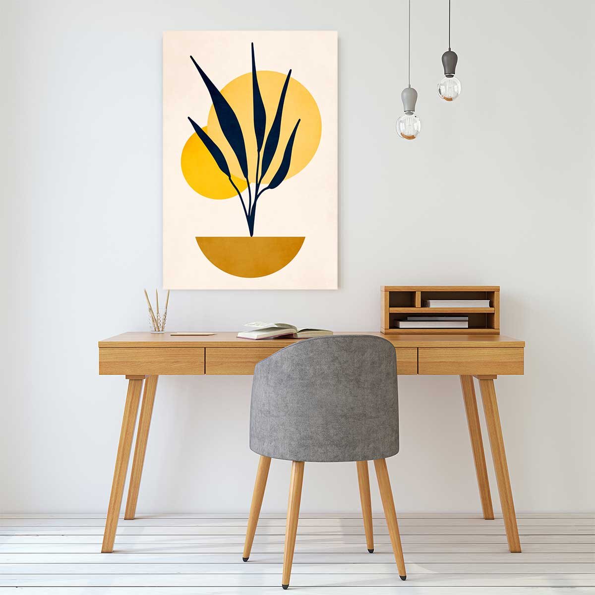 Tableau dessin plante cubique tableau alu dibond, HEXOA