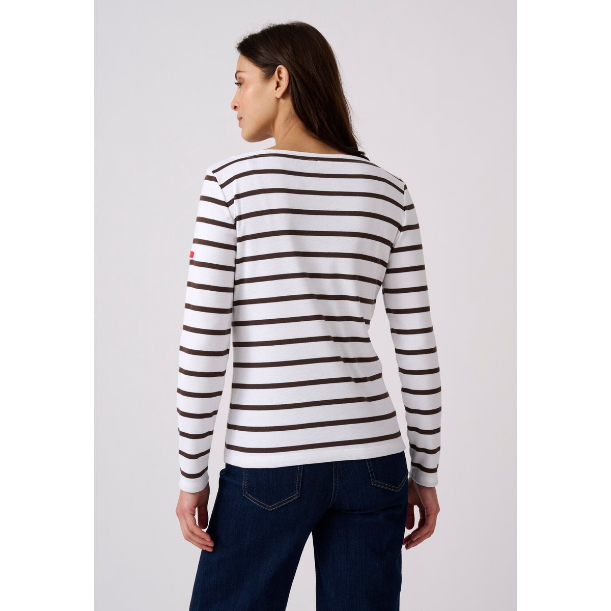 Marinière col bateau Thermolactyl blanc marron rayé, DAMART