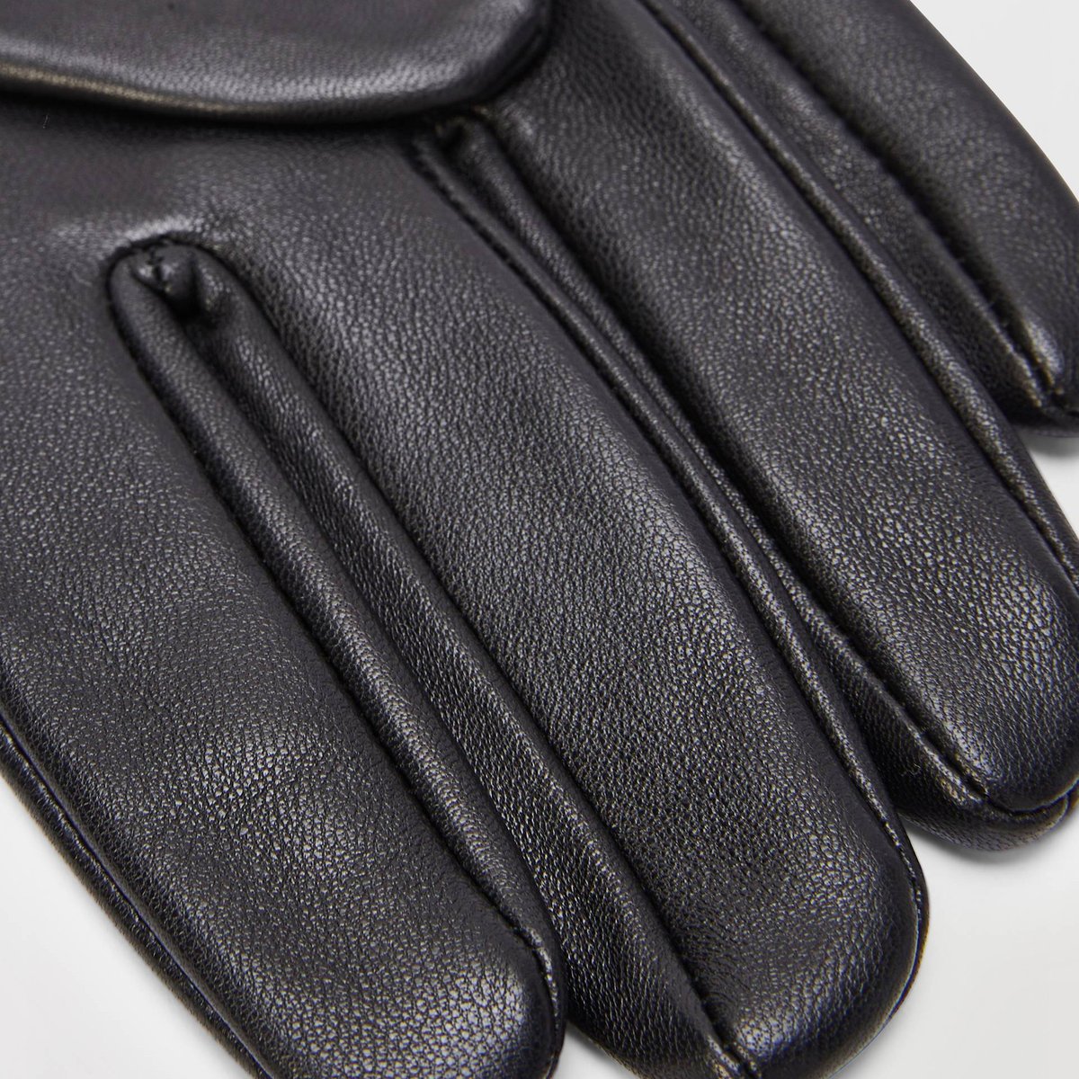 Gants en cuir noir, MONOPRIX