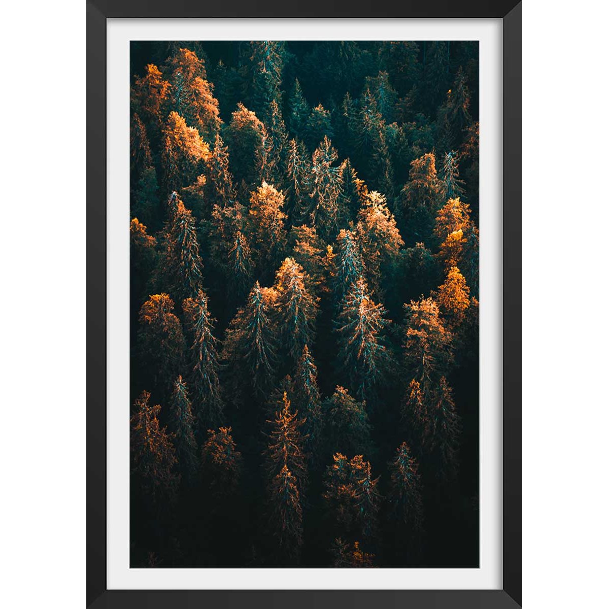 Affiche paysage couleur d'automne en haute savoie affiche + cadre en bois - noir, HEXOA