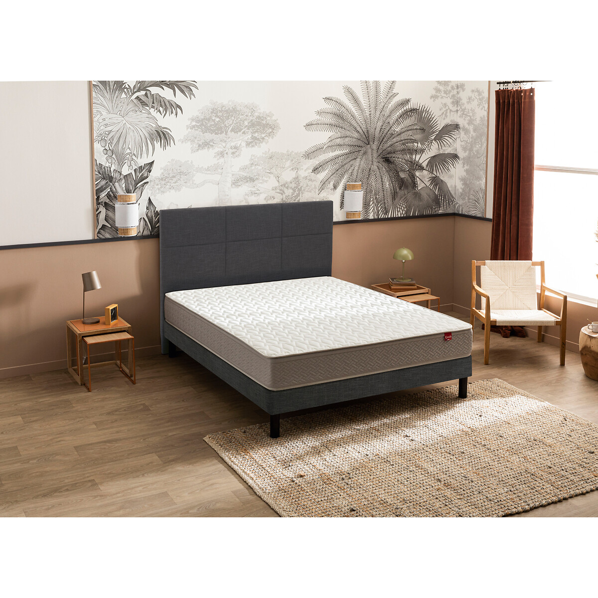 Matelas ressorts Multispire 3 zones, Dépaysant blanc/gris souris, EPEDA